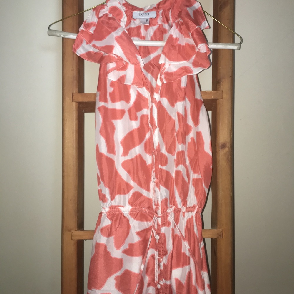 Loft white and coral light dress